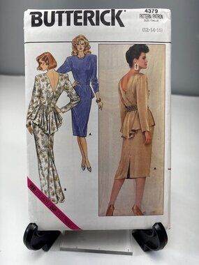 Butterick Sewing Pattern 4379 Dress Misses Size 12-14-16 1986 uncut